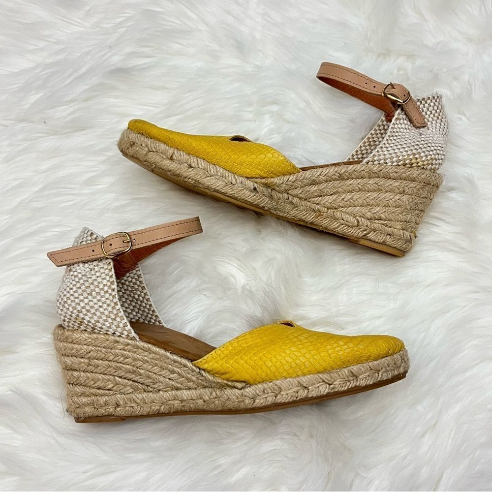 Maypole Golden Espadrille Wedge Reptile Embossed Golden Ochre 39/8